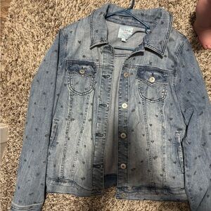 Torrid Light Blue Heart Pattern Jean Jacket